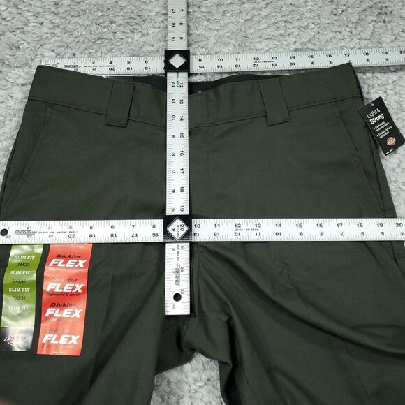 Dickies Slim Fit Tapered Twill Flex Green Work Pants Men's Size 34 x 32 - Picture 7 of 8